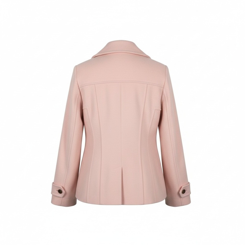 Women's St. John's Bay Pink Pea Coat Sm Wool Cashmere Blend Old Money Soft Girl - Picture 3 of 14